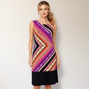 Tiana B Womens S Black Pink Yellow Sleeveless Sheath Lightweight Dress Retro Y2K